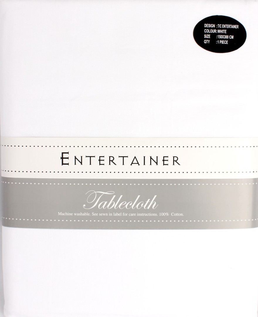 "Entertainer" tablecloth 150x300cm White. Code: T/C-ENT/300/WHI. image 0